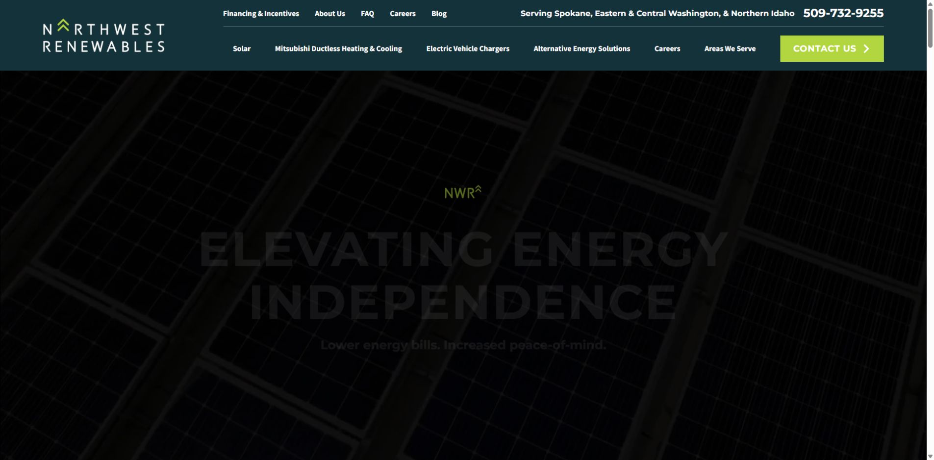 Screenshot of Northwest Renewables official website homepage
