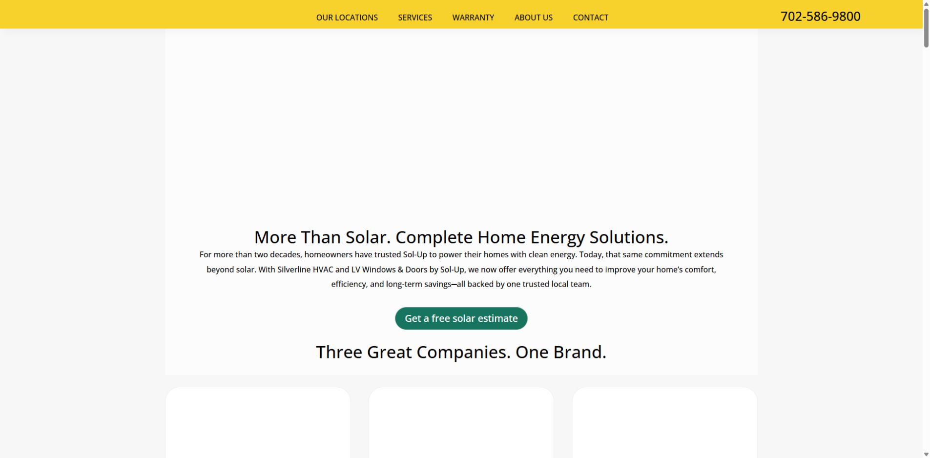 Screenshot of Sol-Up official website homepage