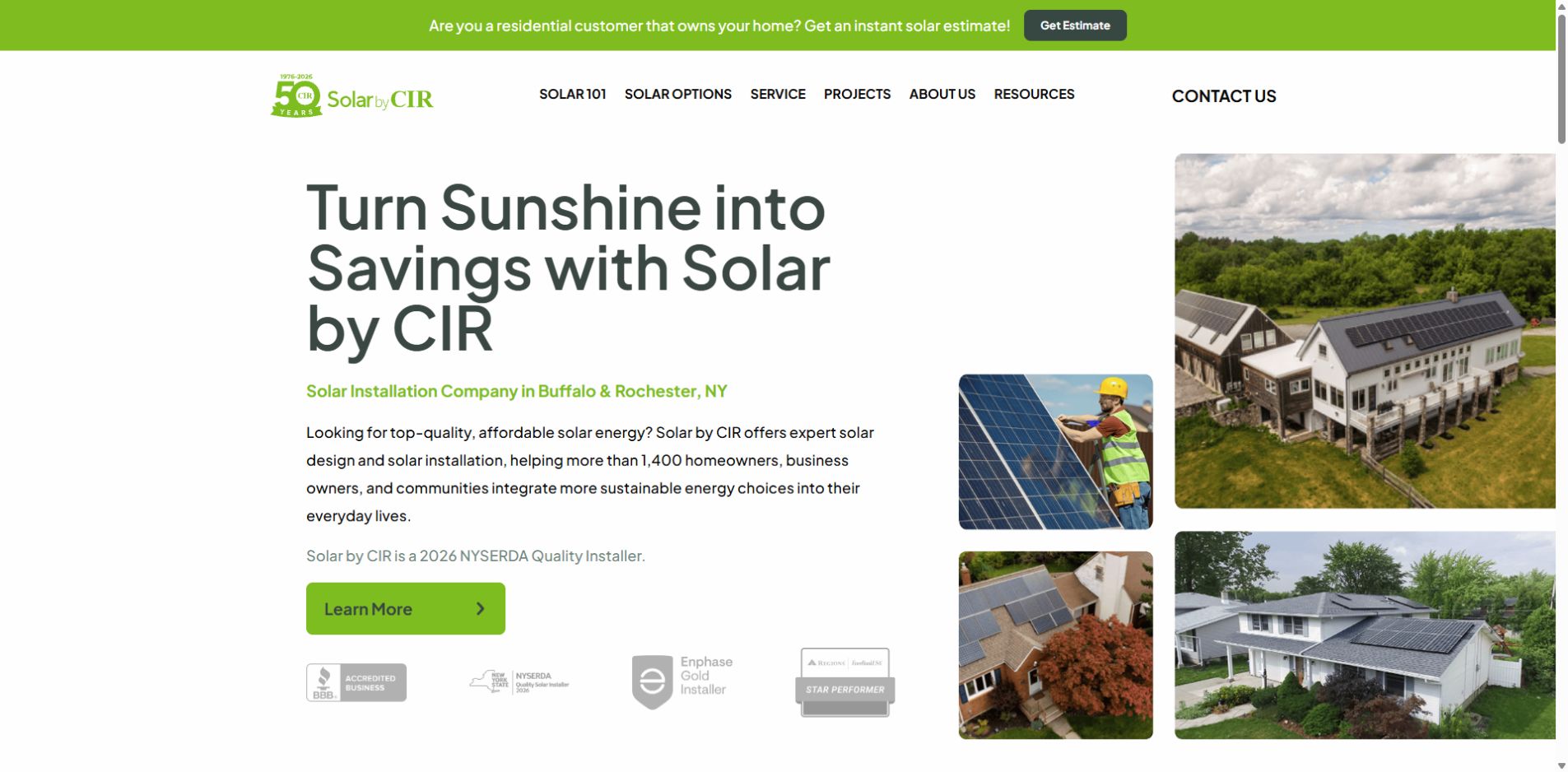 Screenshot of Solar by CIR official website homepage