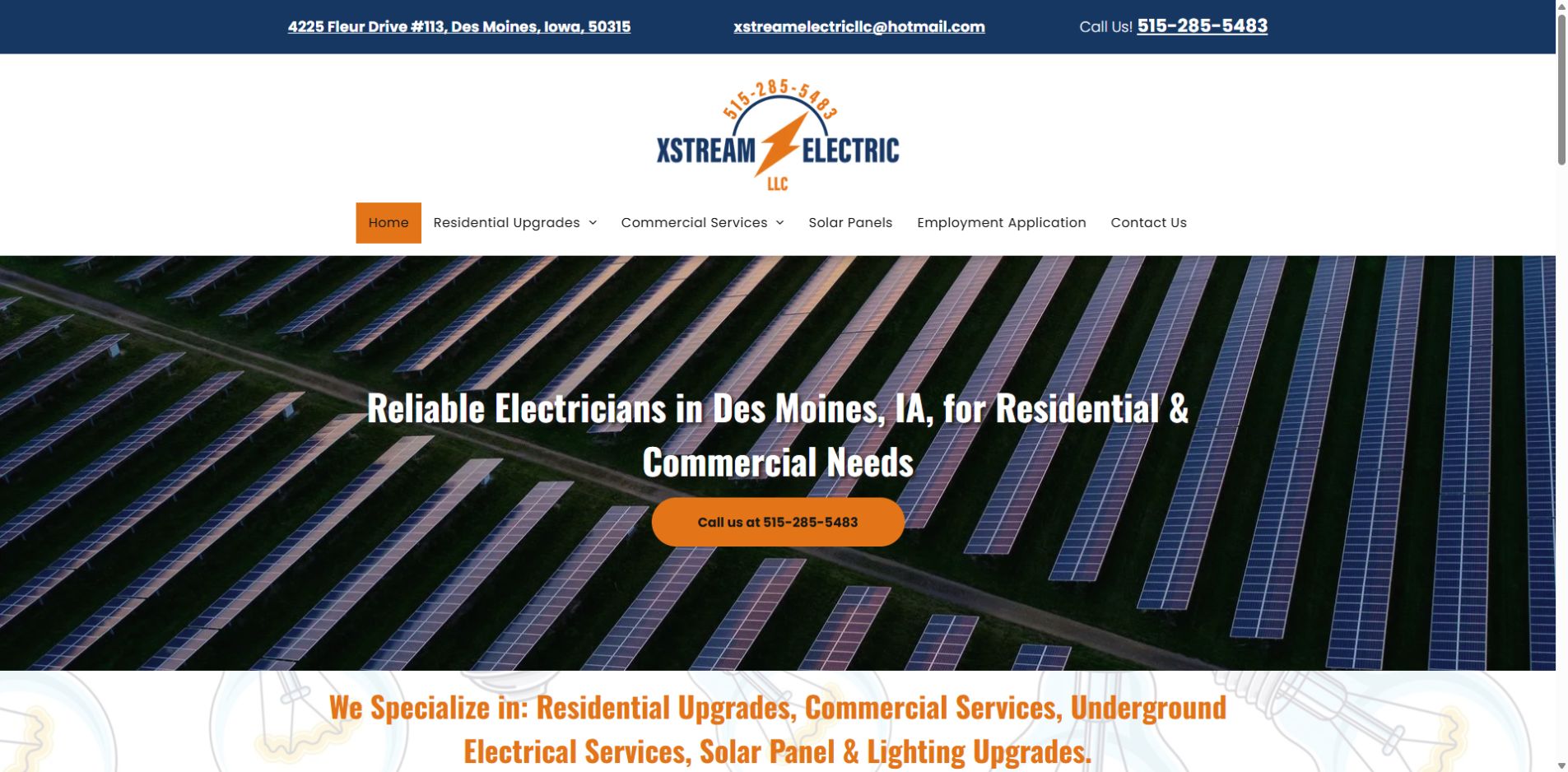 Screenshot of XStream Electric official website homepage